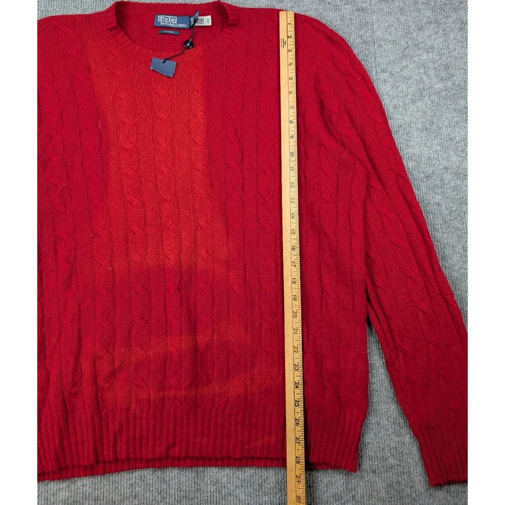 Polo Ralph Lauren Iconic Cable Knit Cashmere Sweater Men XXL Red Timeless Staple